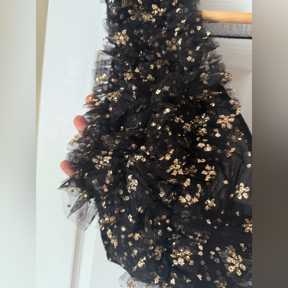 Free People Sosha Party Top black   Smocked Sparkling Embellishments M NEW - Picture 2 of 13